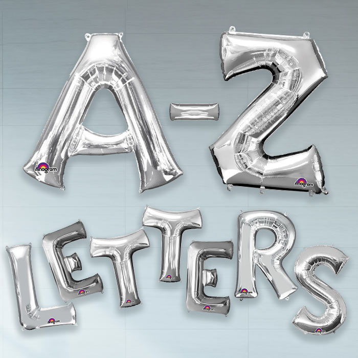 Silver Foil Letter Balloons A-Z Air Fill 16 Inch | Party Save Smile
