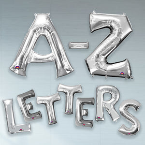 Silver Foil Letter Balloons A-Z Air Fill 16 Inch