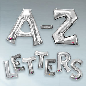 Large Silver Helium Letter Balloons A-Z 34 Inches