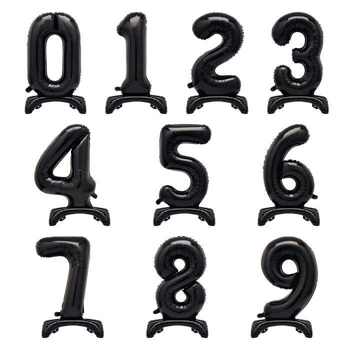 Standing Balloon Black Air Filled Numbers 0-9 | Party Save Smile