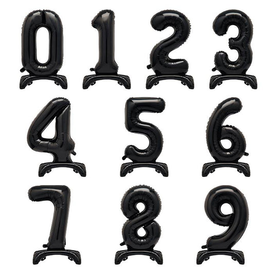 Standing Balloon Black Air Filled Numbers 0-9 | Party Save Smile