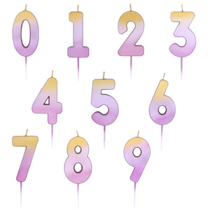 Rose Gold Ombre Candle Numbers 0-9
