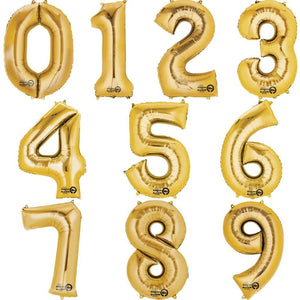 Gold Number Foil Balloons 0-9 Anagram 34 inches