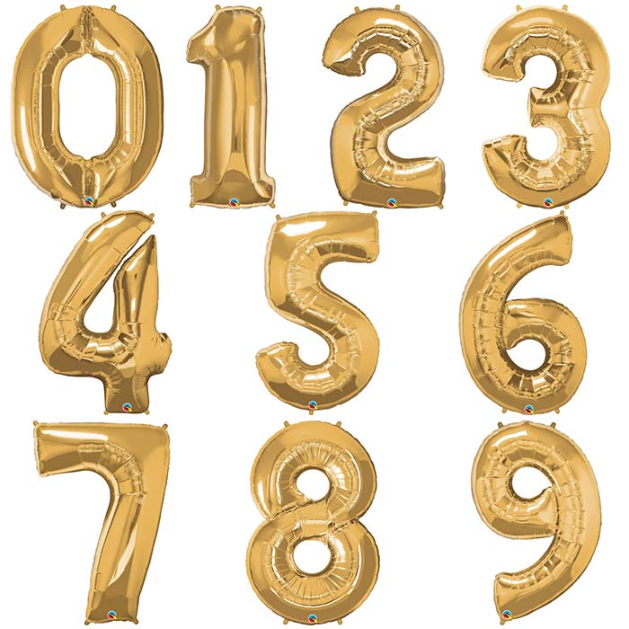 Giant Gold Number Balloons - Qualatex 34 inch | Party Save Smile