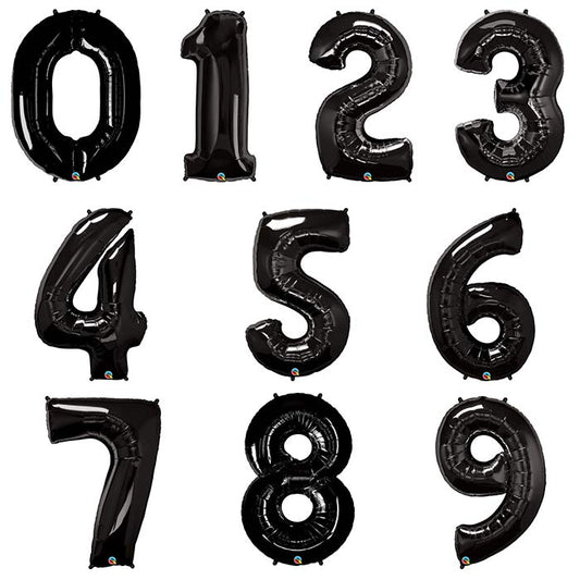 Black Number Balloons - Qualatex 34 inch | Party Save Smile