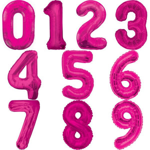Pink Number 0-9 Shaped Foil Balloon - Choose Age(s)