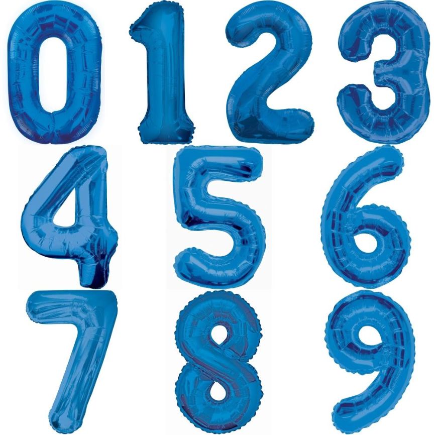 Blue Number 0-9 Shaped Foil Balloon - Choose Age(s) | Party Save Smile
