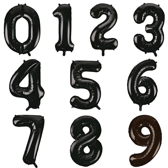 Black Number Foil Balloons - Unique 34 inch | Party Save Smile
