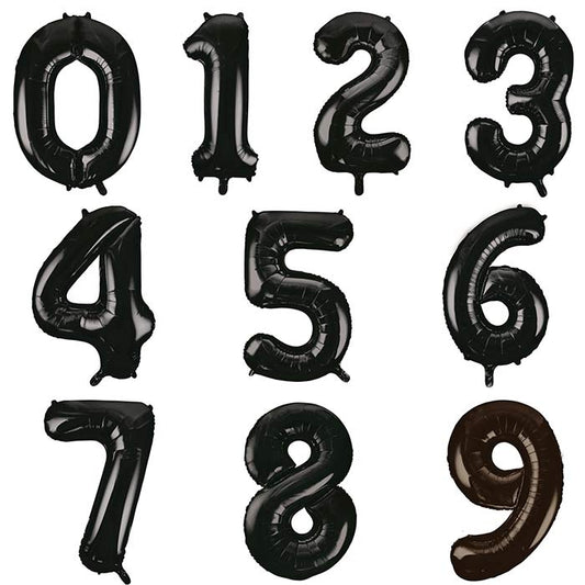 Black Number Foil Balloons - Unique 34 inch | Party Save Smile