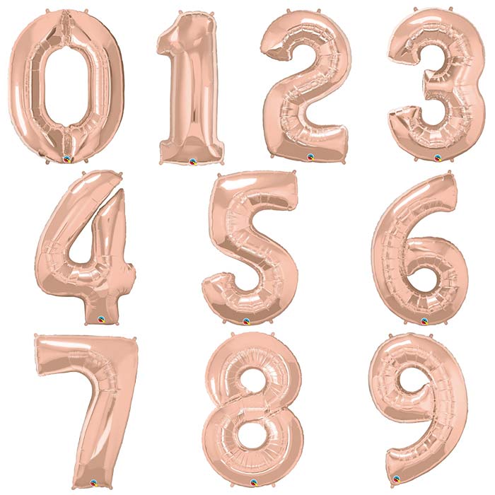 Rose Gold Number Balloons - Qualatex 34 inch | Party Save Smile