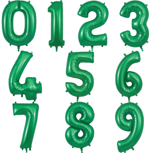 Dark Green Number Balloons 0-9 (Foil)