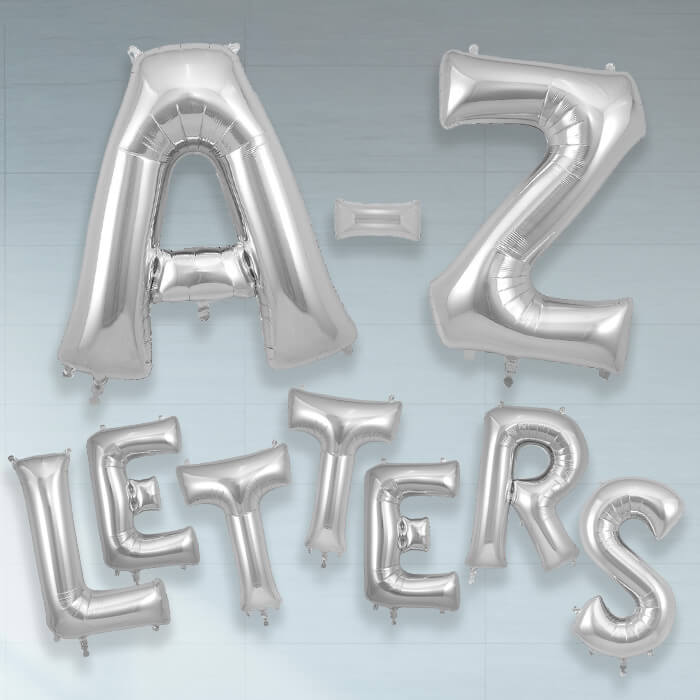 Silver Letter A-Z Balloons 34 inch | Party Save Smile