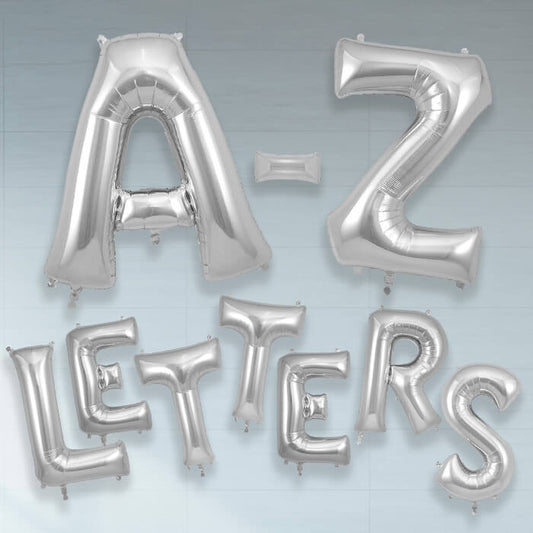 Silver Letter A-Z Balloons 34 inch | Party Save Smile