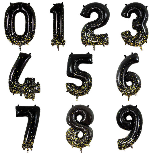 Black and Gold Number Balloons 0-9