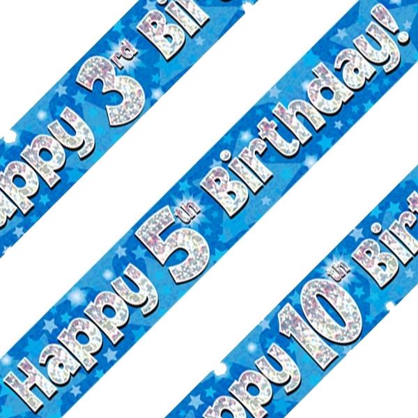 Blue Star Happy Birthday Age 1-16 Foil Banner - Choose Age | Party Save Smile