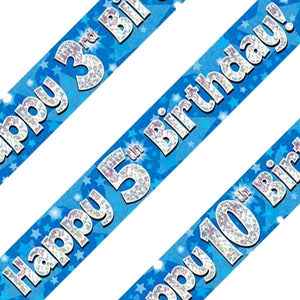 Blue Star Happy Birthday Age 1-16 Foil Banner - Choose Age