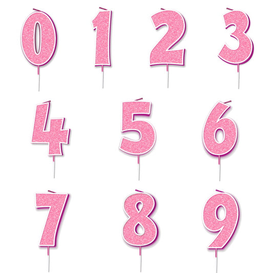 Sparkling Pink Birthday Candles Numbers 