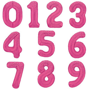 Hot Pink Dots Number Foil Balloons 0-9: 34 Inches