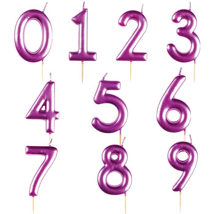 Pink Metallic Cake Candles 0-9 | Party Save Smile