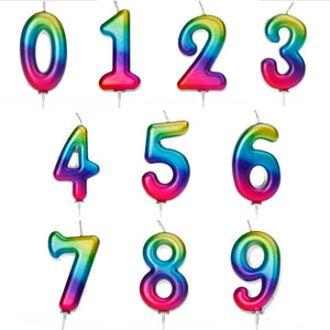 Rainbow Number Cake Candles 0-9