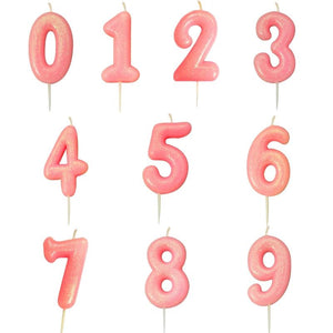 Pink Glitter Number Candles 0-9