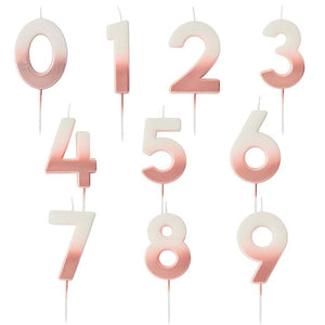 Rose Gold Ombre Number Cake Candles 0-9