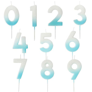 Blue Ombre Birthday Cake Number Candles 0-9
