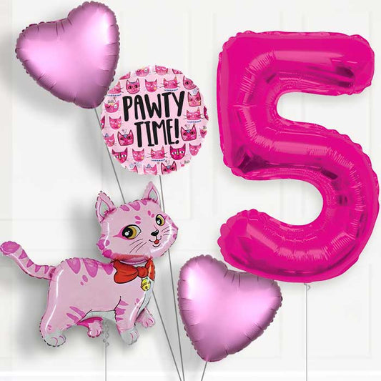 Cat Party Hat Birthday Balloon Package Choose Your Number