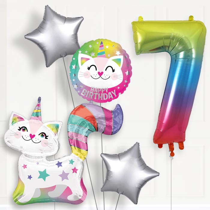 Caticorn Birthday Balloon Package Choose Age - 7th Birthday Balloon Package | Party Save Smile