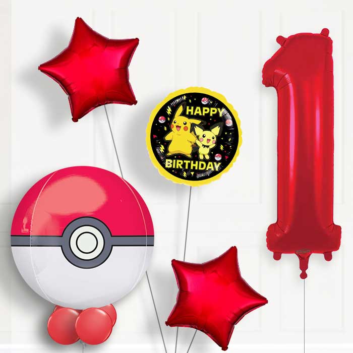Pokemon Pokeball Birthday Balloon Package Choose Age - 1st Birthday Balloon Package | Party Save Smile