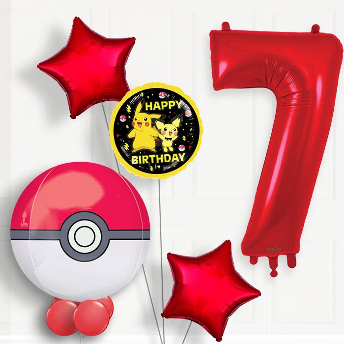 Pokemon Pokeball Birthday Balloon Package Choose Age - 7th Birthday Balloon Package | Party Save Smile