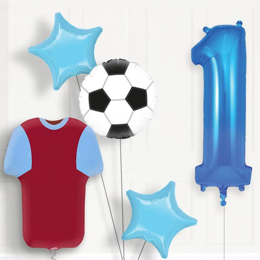 Claret and Blue Football Shirt Balloon Package Choose Age - 1st Birthday Balloon Package | Party Save Smile