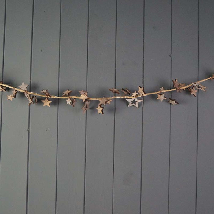 Rustic Wooden Star LED Garland (150cm)