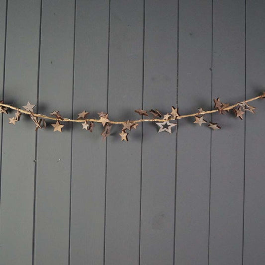 Rustic Wooden Star LED Garland 150cm | Party Save Smile