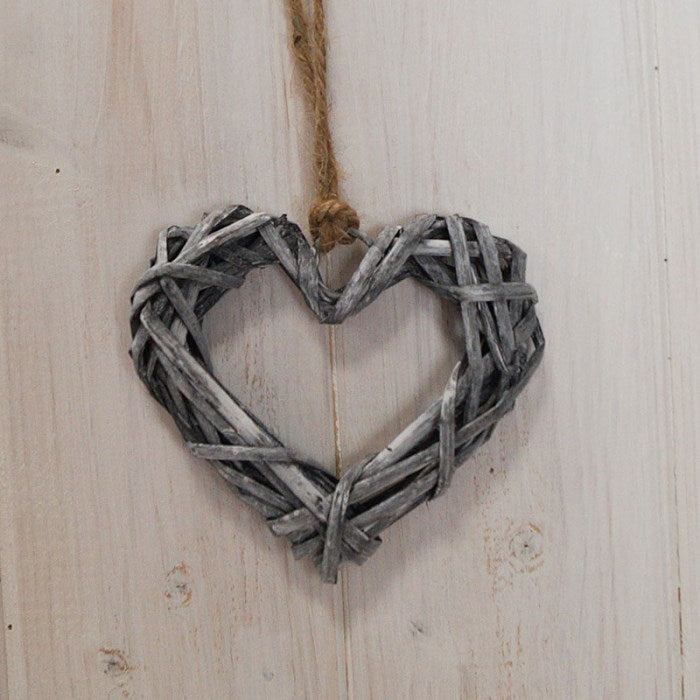 Grey Willow Hanging Heart Decorations 10cm | Party Save Smile