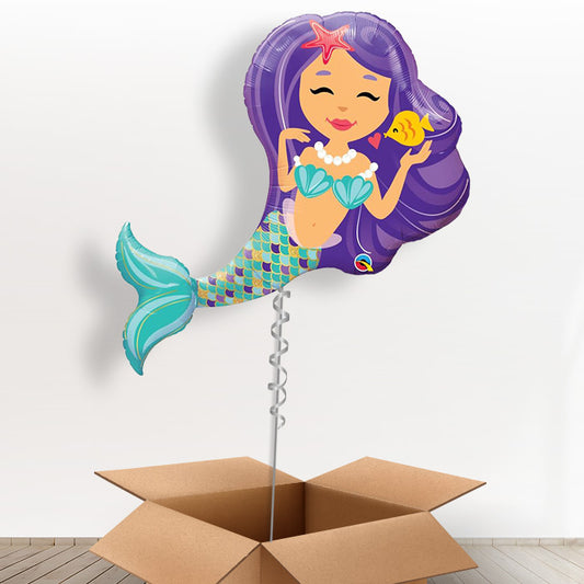Shaped Giant Mermaid Helium Balloon in a Box Gift - Giant Balloon | Party Save Smile