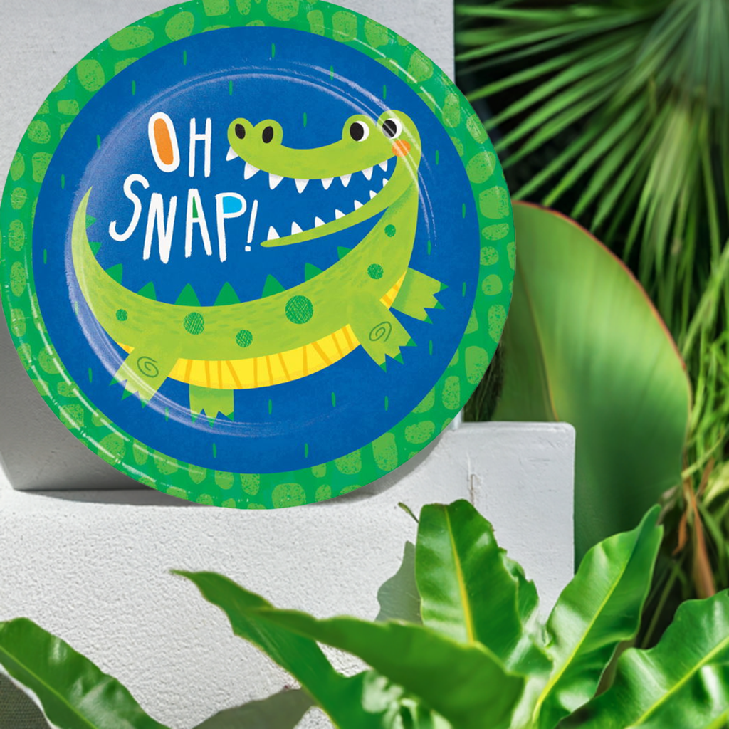 Alligator Crocodile Party Plates 23cm Pack of 8 - Party Save Smile