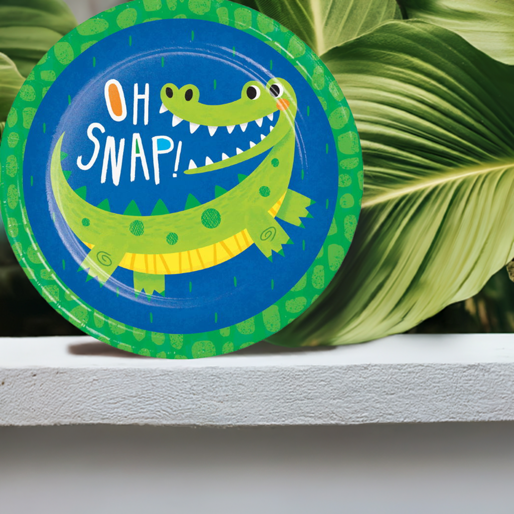 Alligator Crocodile Party Plates 23cm Pack of 8 - Party Save Smile