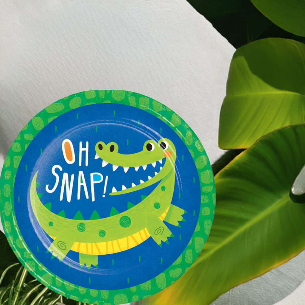 Alligator Crocodile Party Plates 23cm Pack of 8 - Party Save Smile