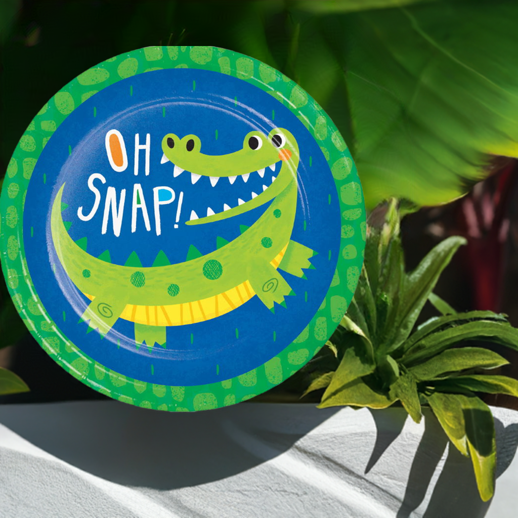Alligator Crocodile Party Plates 23cm Pack of 8 - Party Save Smile