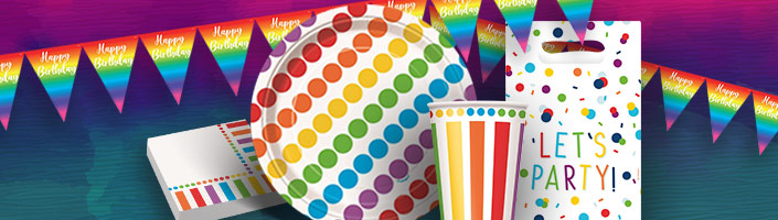 Happy Birthday Rainbow Birthday Range, Rainbow Party, Girls Pastel  Partyware, Rainbow Decorations Plates Cups Table Cover Napkins 