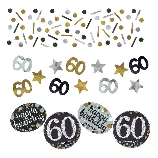 60th Birthday Table Confetti - Gold and Black | Party Save Smile