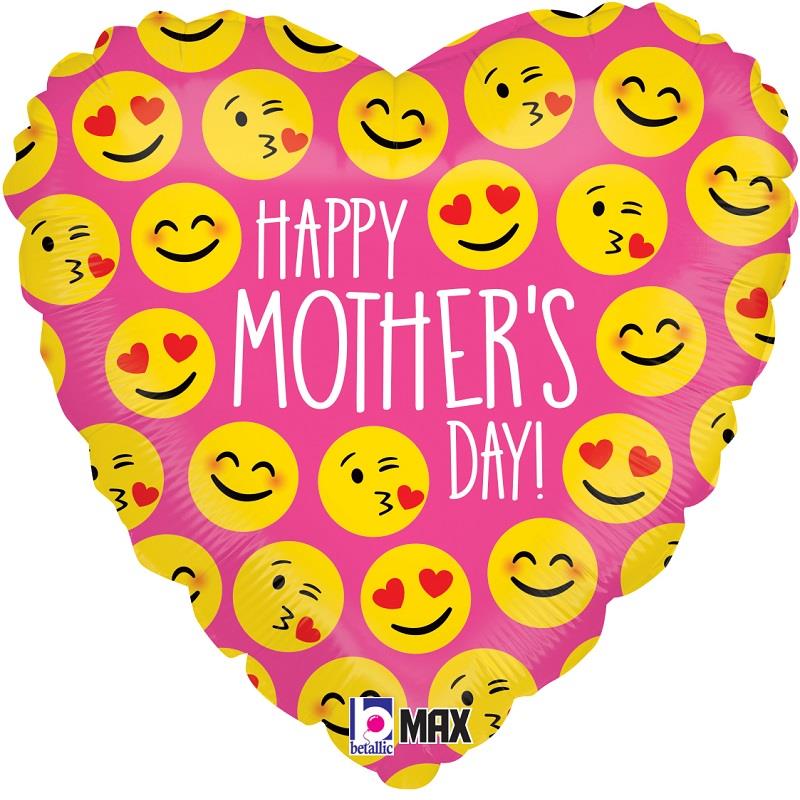 Emoji Mothers Day Heart Foil Helium Balloon