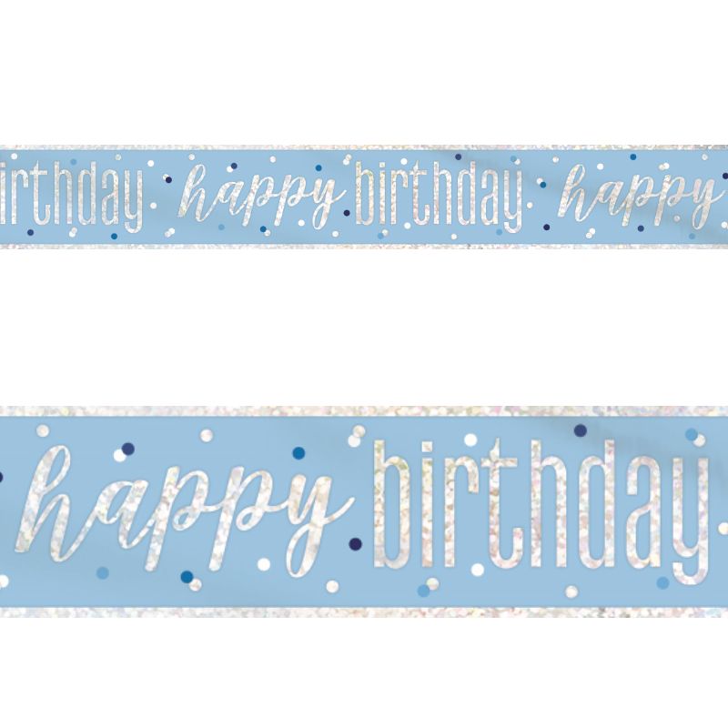 Blue & Silver Foil Happy Birthday Banner | Party Save Smile