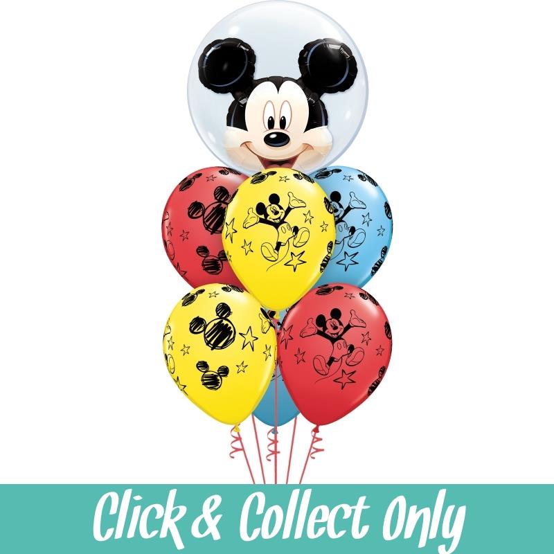 Mickey Mouse Inflated 7 Balloon Double Bubble Bouquet - Buy Online