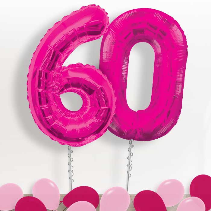 Pink Giant Numbers 60th Birthday Balloon in a Box Gift ...