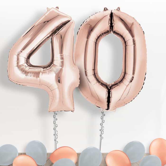 Rose Gold Giant Numbers 40th Birthday Balloon in a Box Gift